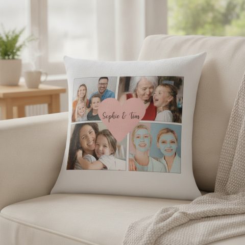 Fotokissen mit vier Bildern und eigenem Text