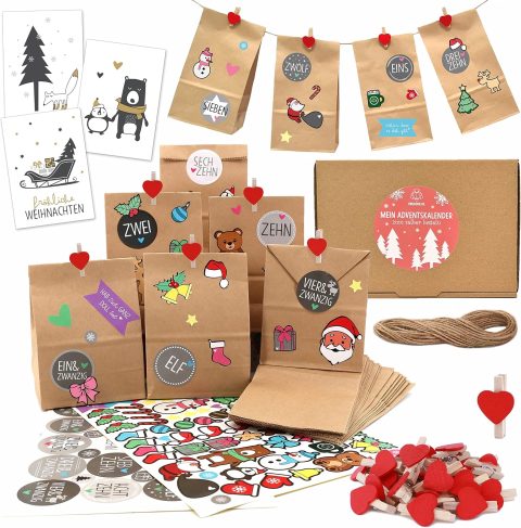 Adventskalender-Set zum Befüllen für die Familie