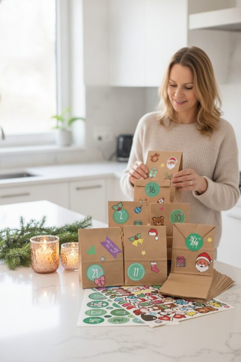 Adventskalender-Tüten zum Selberbefüllen basteln