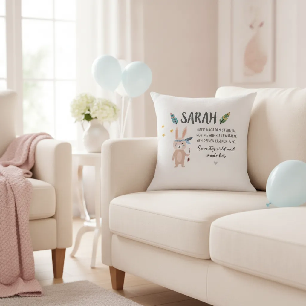 Personalisiertes Kissen Hase zur Kommunion – Bild 9