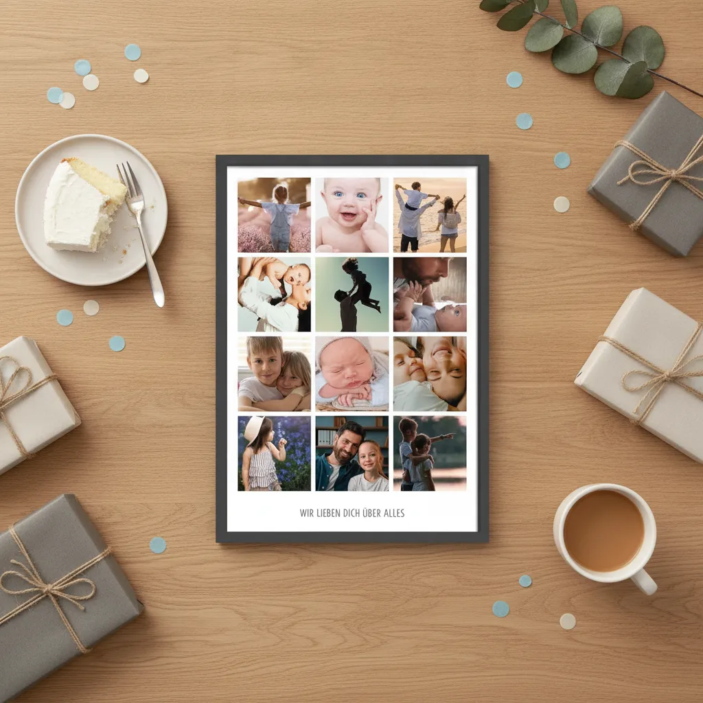 Fotocollage im Rahmen als Geburtstagsgeschenk für Mama