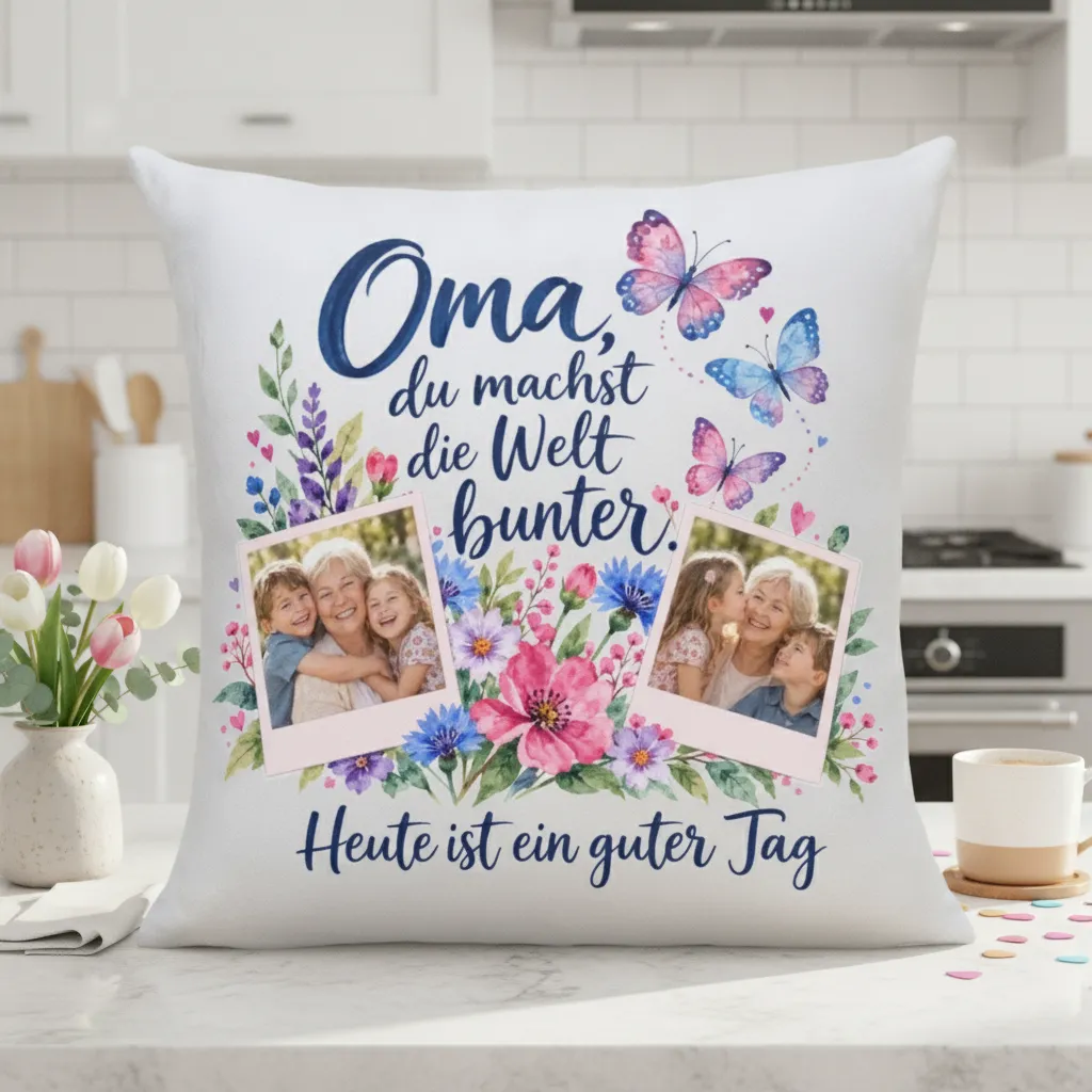 Personalisiertes Kissen zum Geburtstag der Oma – Bild 4